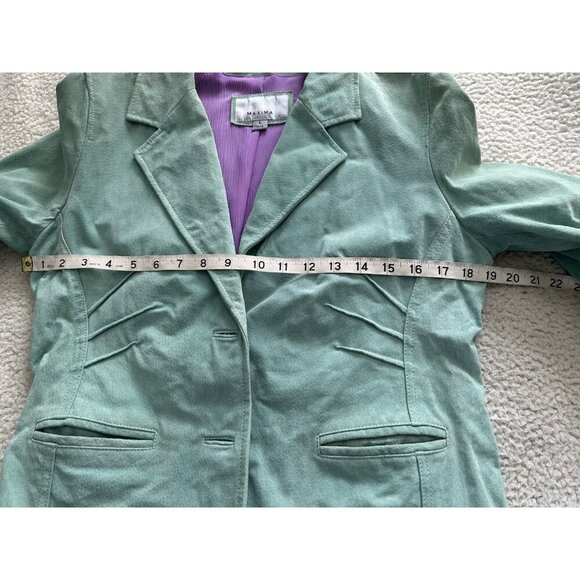 WILSONS LEATHER MAXIMA Suede Blazer Style Jacket Western Lite Green Womens Sz L - Picture 8 of 10